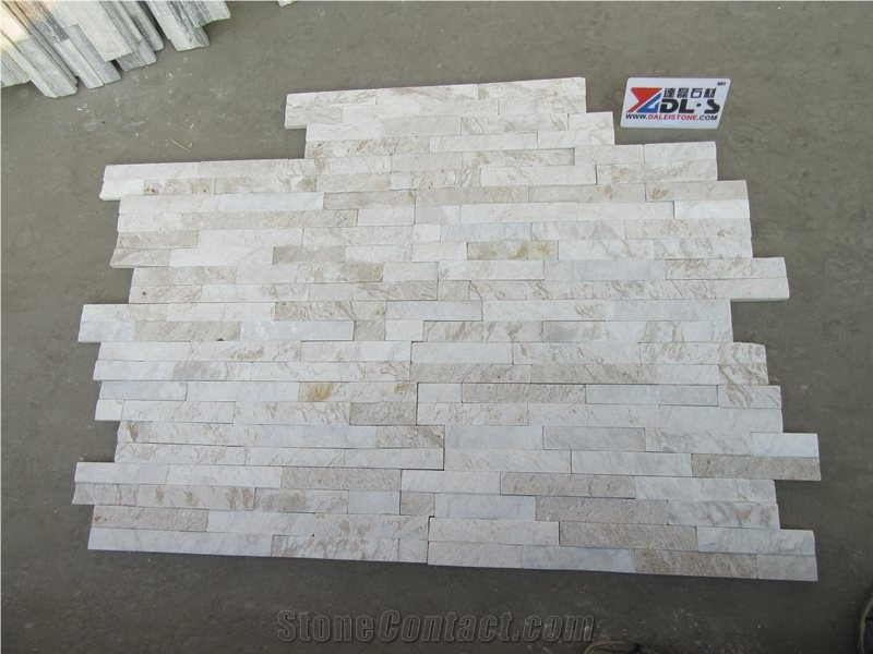 Golden Silk White Quartzite Cladding Stone Veneer