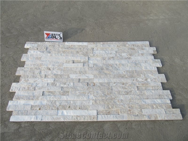 Golden Silk White Quartzite Cladding Stone Veneer