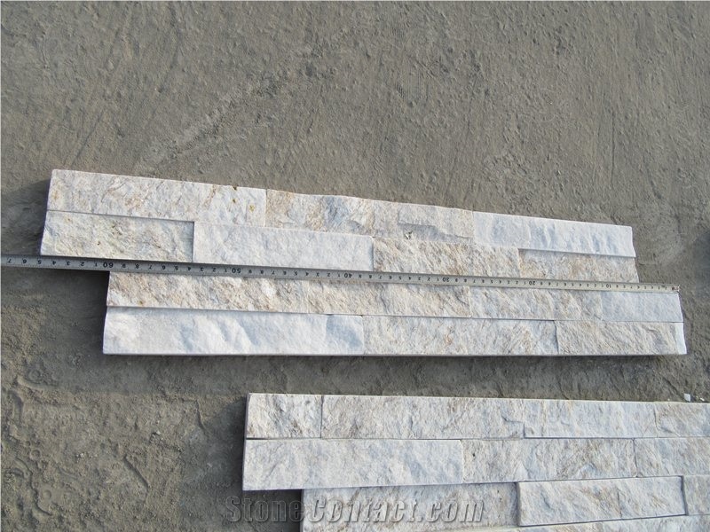 Golden Silk White Quartzite Cladding Stone Veneer