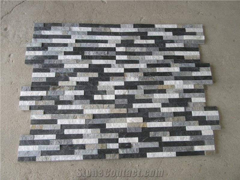 Mixed 3 Color Natural Cultured Quartz Stone Veneer