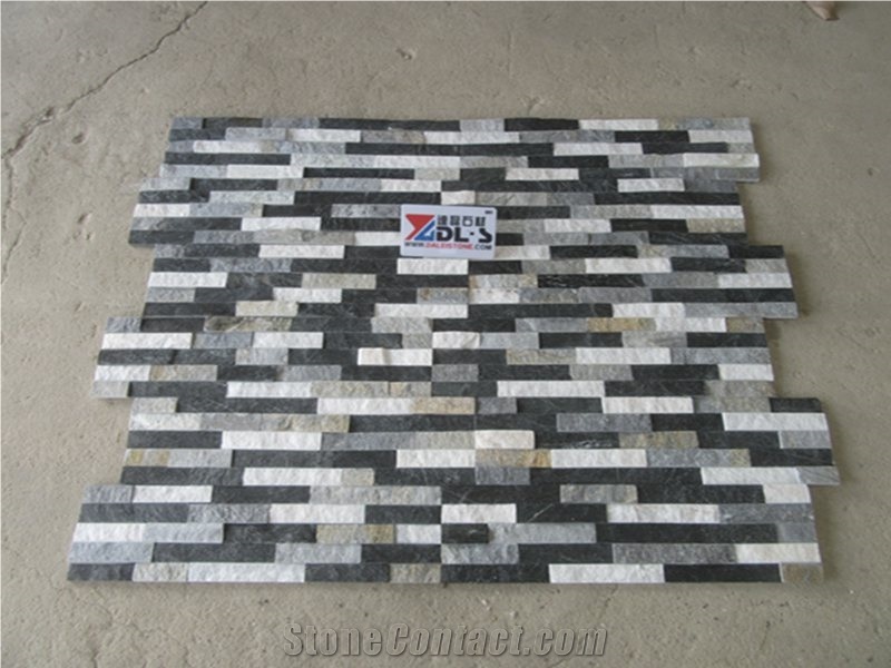 Mixed 3 Color Natural Cultured Quartz Stone Veneer
