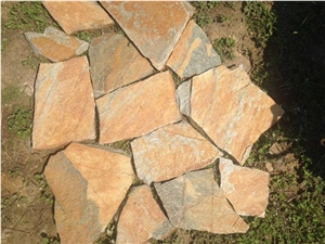 Rusty Yellow Flagstone Random Walkway Pavers