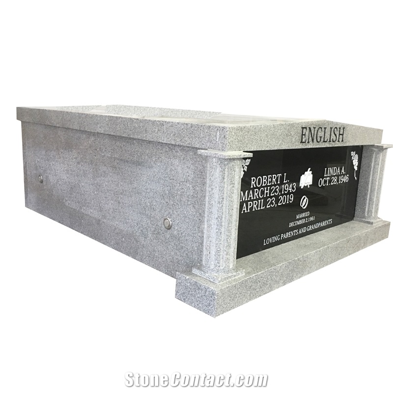 Haobo Stone Grey Granite Two Crypts Cremation Mausoleum