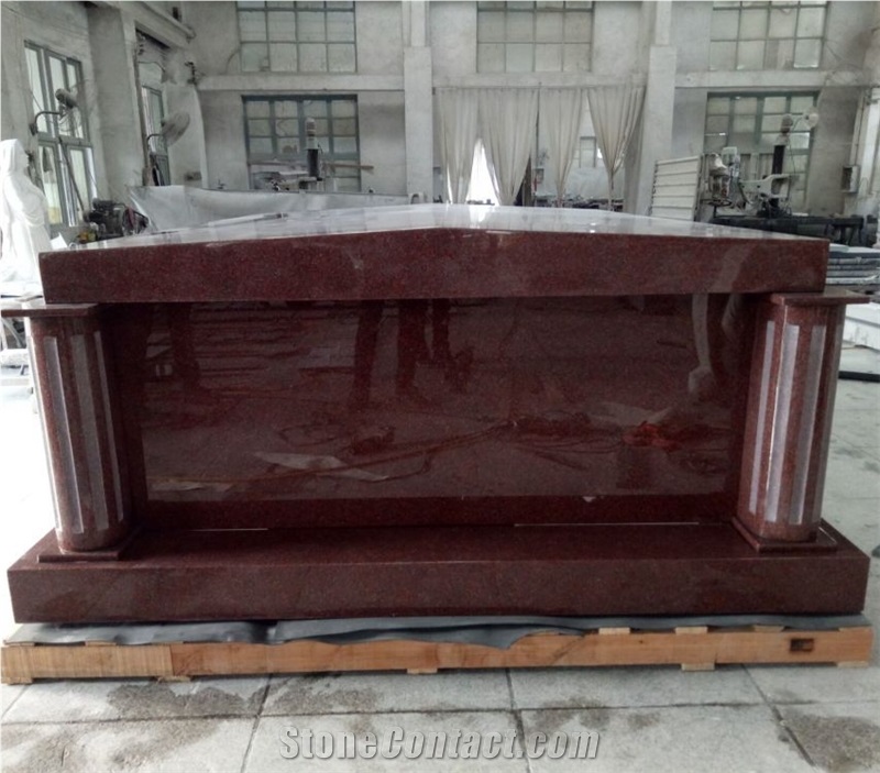 Indian Red Double Crypts Granite Mausoleums