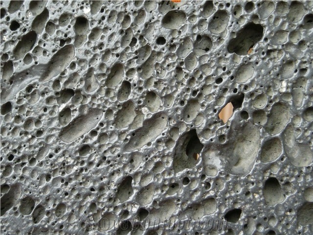 Brushed Lava Rock Floor Tile & Slab, Lava Stone Black Basalt