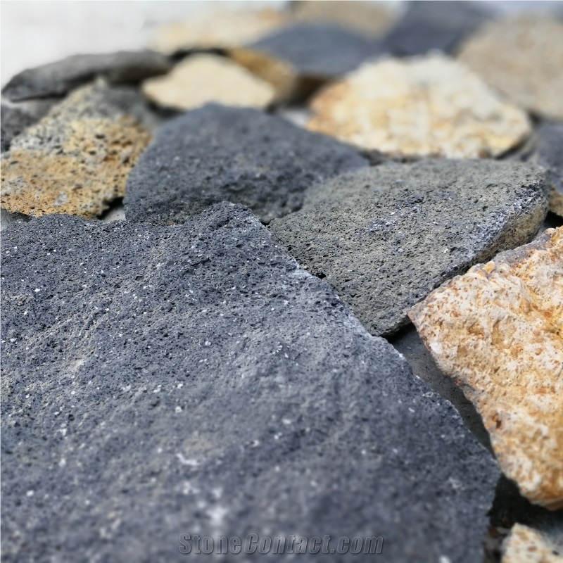 Random Yellow and Black Mixed Lava Loose Stone