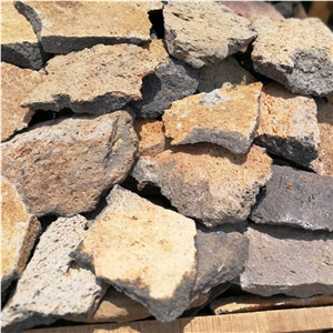 Random Yellow and Black Mixed Lava Loose Stone