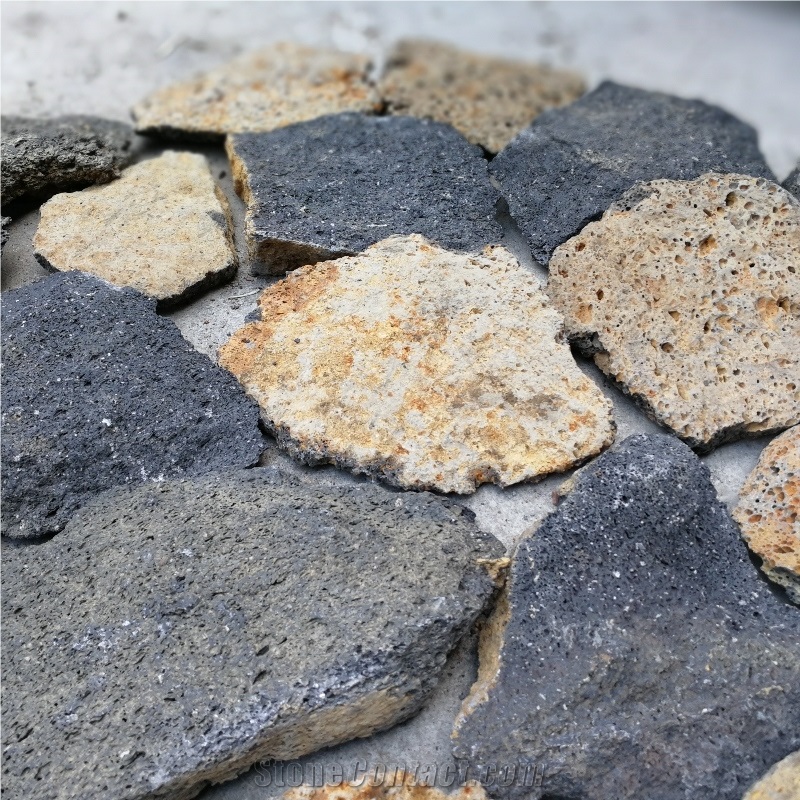 Random Yellow and Black Mixed Lava Loose Stone