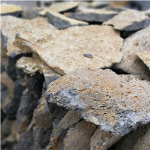 Random Yellow and Black Mixed Lava Loose Stone
