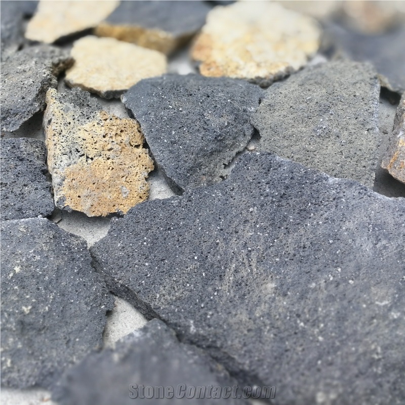 Random Yellow and Black Mixed Lava Loose Stone