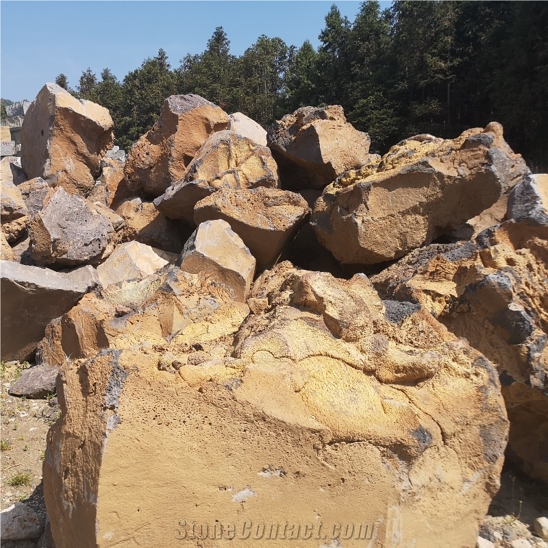 Yellow Lava Rock Boulders for Landscaping