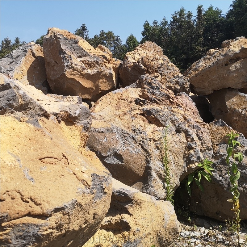 Yellow Lava Rock Boulders for Landscaping
