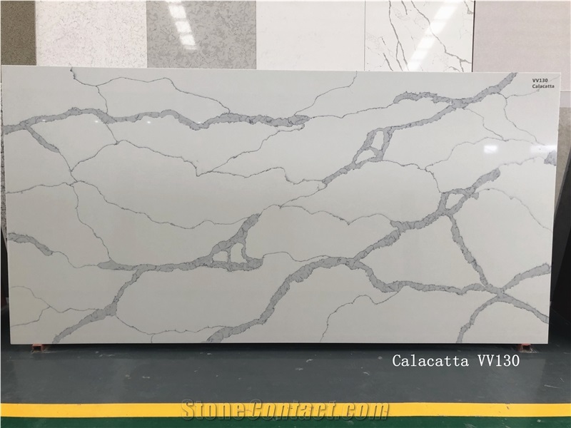Calacatta White Quartz Big Slabs Factory Price