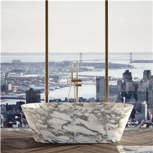 White Marble Bathtub Customized Size