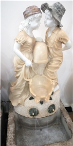 Angel Sculpture Carved White Marble Garden Statue