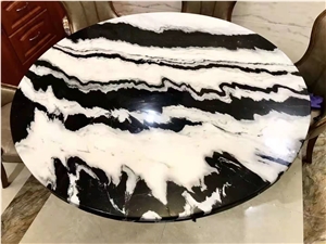 China Panda White Marble Polished Coffee Table Tops