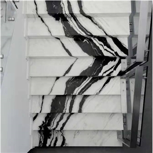 China Panda White Marble Polished Stair Treads