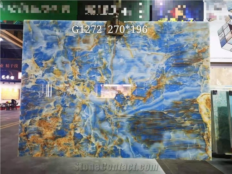 Natural Blue Onyx Polished Floor& Wall Tiles Slabs