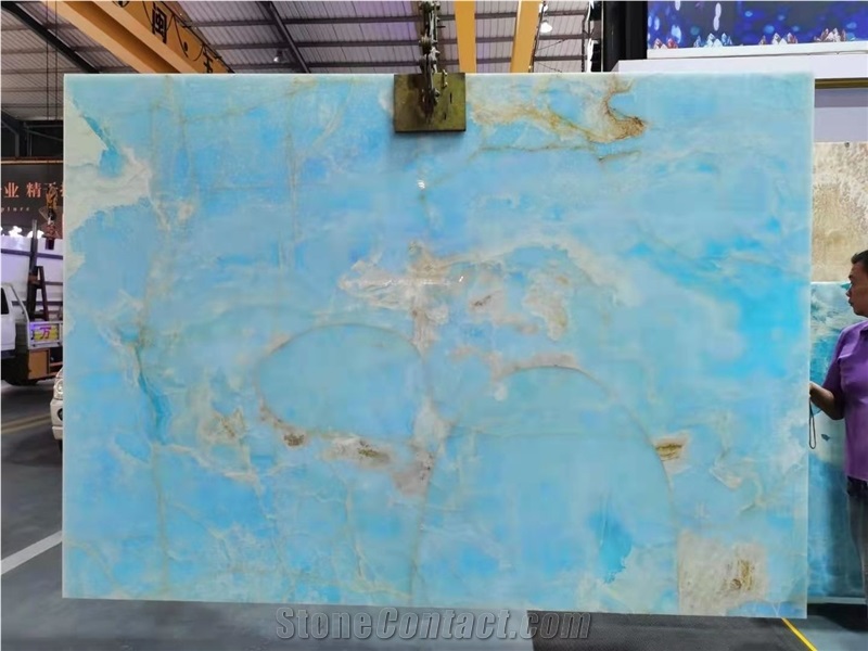 Natural Light Blue Onyx Polished Tiles & Slabs