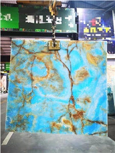 Natural Light Blue Onyx Polished Tiles & Slabs