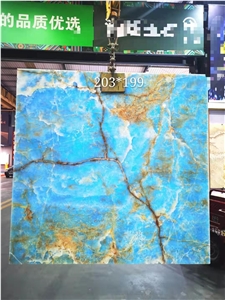 Natural Light Blue Onyx Polished Tiles & Slabs