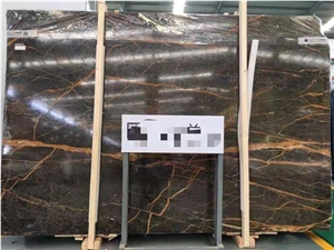 Saint Laurent Black And Gold Marble Slabs-Polished
