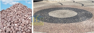 Red Basalt Cobblestone, Pavers, Cube Stone, Red Basalt Cubic Paving Stone