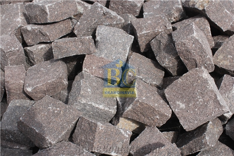 Red Basalt Cobblestone, Pavers, Cube Stone, Red Basalt Cubic Paving Stone