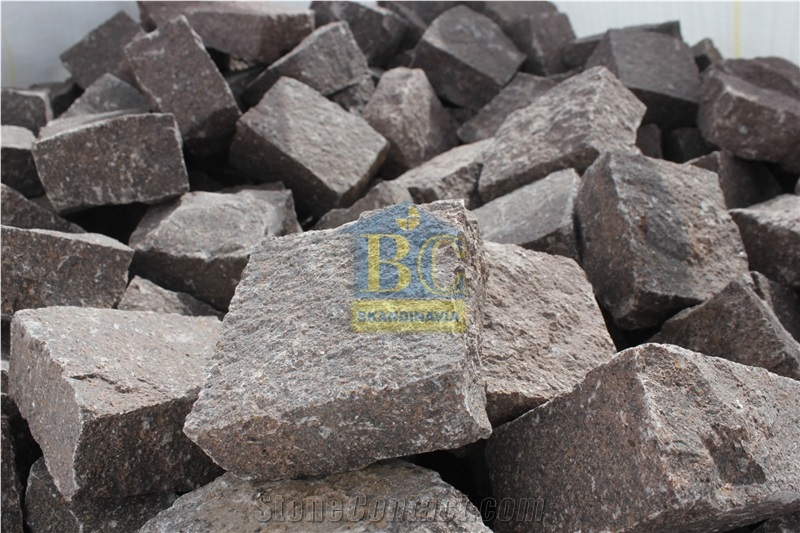 Red Basalt Cobblestone, Pavers, Cube Stone, Red Basalt Cubic Paving Stone