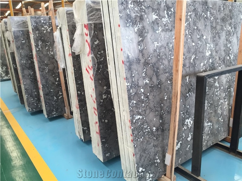 Cloudy Grey Marble Polished Slab Tile