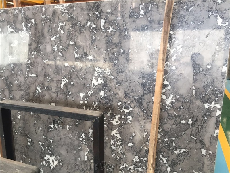 Cloudy Grey Marble Polished Slab Tile