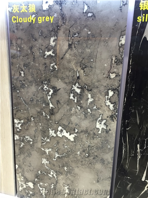 Cloudy Grey Marble Polished Slab Tile