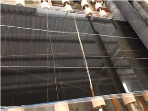 Noir Aziza Marble Laurent Black Gold Slab Noir Aziza Marble Laurent Black Gold Slab