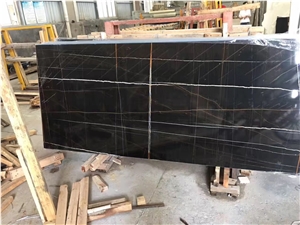 Noir Aziza Marble Laurent Black Gold Slab