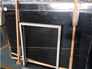 Noir Aziza Marble Laurent Black Gold Slab
