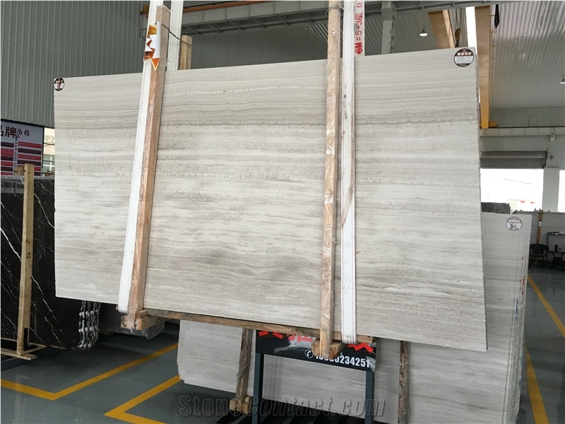 White Wood Grain Marble Slab Flooring
