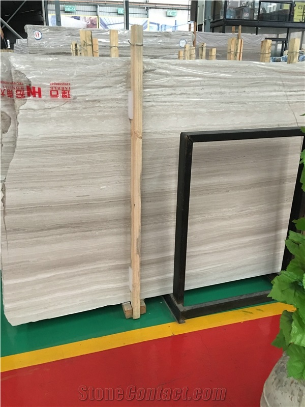 White Wood Grain Marble Slab Flooring