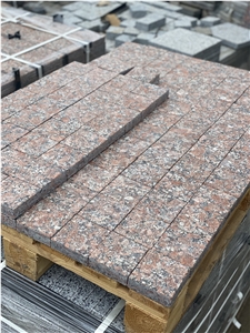 Rosso Santiago Granite Cobble Stone, Red Granite Paving Stone