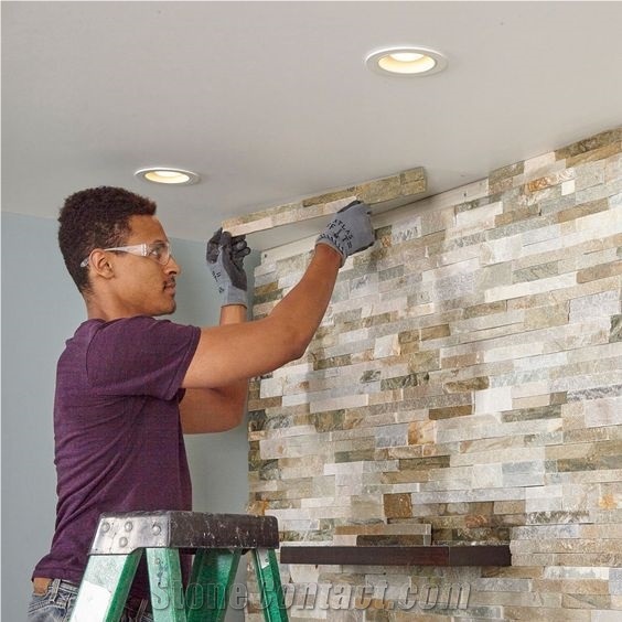Cheap Natural Slate Wall Panel Multicolor Cladding Stone