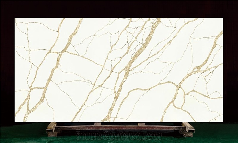 Calacatta Gold Quartz Prefab Kitchen Countertops