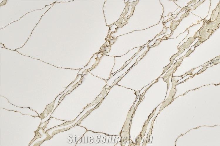Calacatta Gold Quartz Prefab Kitchen Countertops
