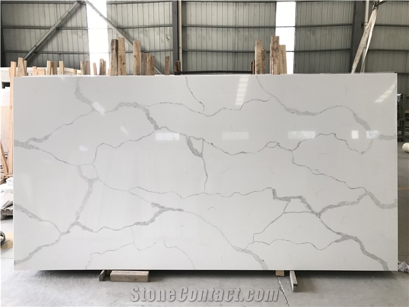 Artificial White Calacatte Quartz Slabs Silestone