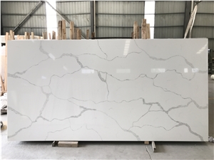Artificial White Calacatte Quartz Slabs Silestone