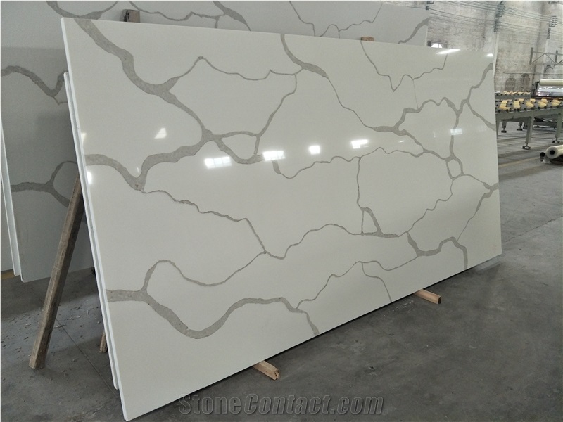 Artificial White Calacatte Quartz Slabs Silestone