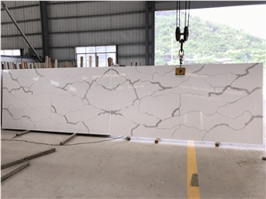 Artificial White Calacatte Quartz Slabs Silestone