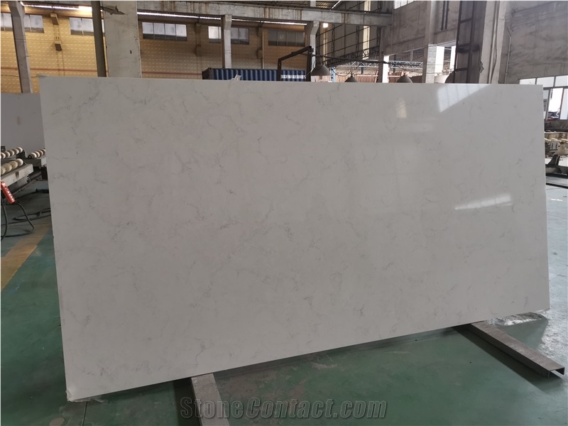 Caesarstone White Artificial Carrara Quartz Slab for Countertop
