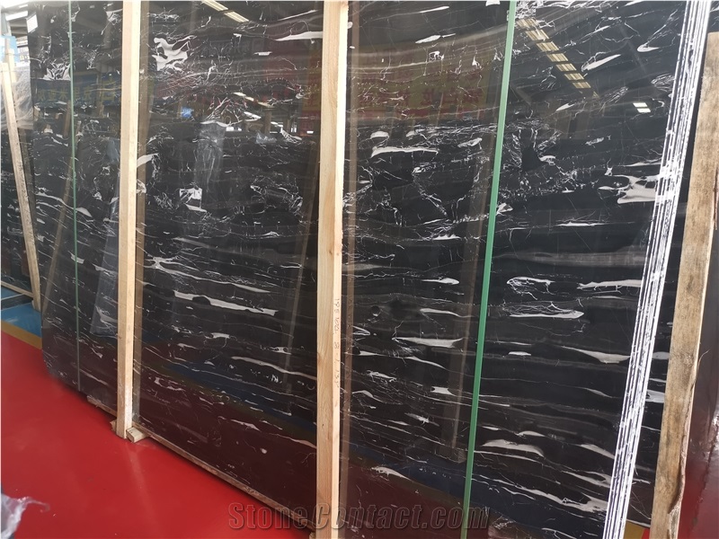 China Black Nero Portoro,Silver White Dragon Marble Slabs