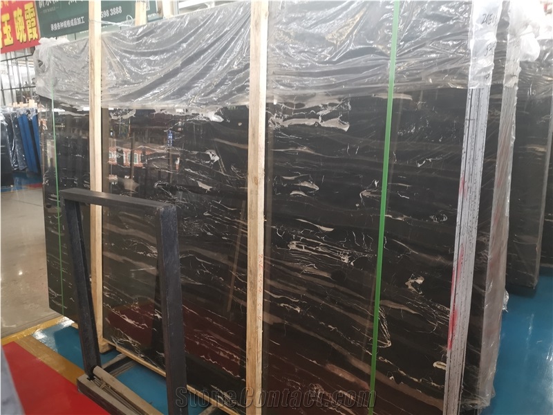 China Black Nero Portoro,Silver White Dragon Marble Slabs