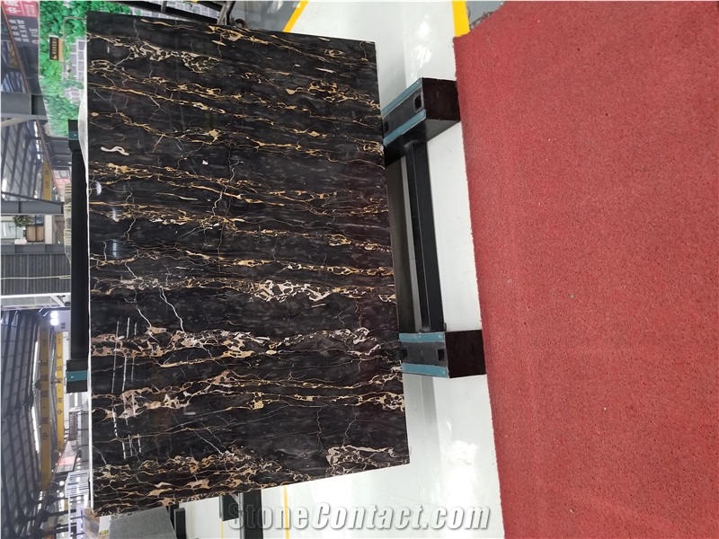 Italy Black Portoto Nero Giallo Marble Slabs Wall Floor Tile