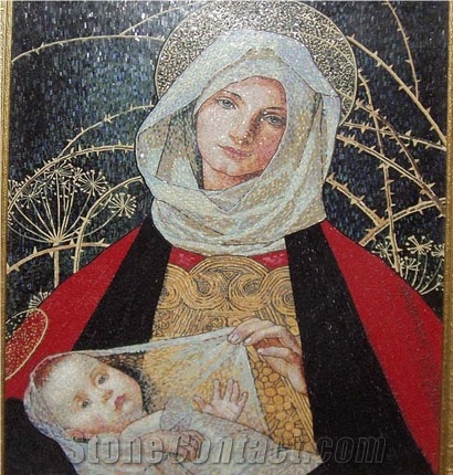 Wall Murals Water Jet Pattern Art Marble Mosaic Portrait
